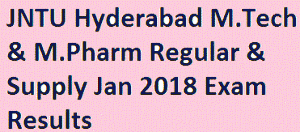 JNTU Hyderabad M.Tech & M.Pharm Regular & Supply Jan 2018 Exam Results 