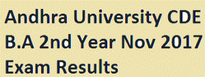 Andhra University CDE B.A 2nd Year Nov 2017 Exam Results