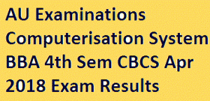 AU Examinations Computerisation System BBA 4th Sem CBCS Apr 2018 Exam Results