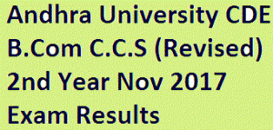 Andhra University CDE B.Com C.C.S (Revised) 2nd Year Nov 2017 Exam Results