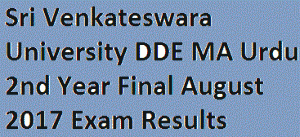 Sri Venkateswara University DDE MA Urdu 2nd Year Final August 2017 Exam Results