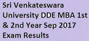 Sri Venkateswara University DDE MBA 1st & 2nd Year Sep 2017 Exam Results