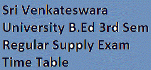 Sri Venkateswara University B.Ed 3rd Sem Regular Supply Exam Time Table
