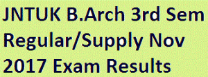 JNTUK B.Arch 3rd Sem Regular/Supply Nov 2017 Exam Results