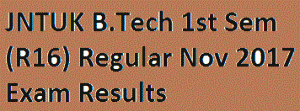 JNTUK B.Tech 1st Sem (R16) Regular Nov 2017 Exam Results