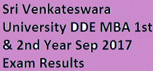 Sri Venkateswara University DDE MBA 1st & 2nd Year Sep 2017 Exam Results