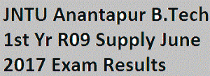 JNTU Anantapur B.Tech 1st Yr R09 Supply June 2017 Exam Results