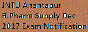 JNTU Anantapur B.Pharm Supply Dec 2017 Exam Notification