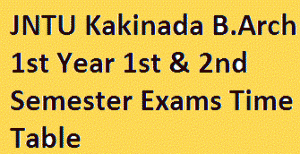 JNTU Kakinada B.Arch 1st Year 1st & 2nd Semester Exams Time Table