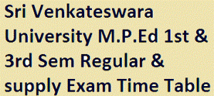 Sri Venkateswara University M.P.Ed 1st & 3rd Sem Regular & supply Exam Time Table