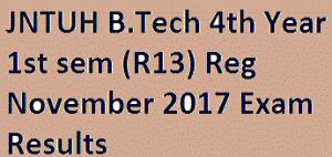 JNTUH B.Tech 4th Year 1st sem (R13) Reg November 2017 Exam Results