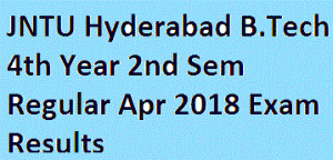 JNTU Hyderabad B.Tech 4th Year 2nd Sem Regular Apr 2018 Exam Results