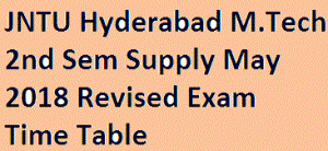 JNTU Hyderabad M.Tech 2nd Sem Supply May 2018 Revised Exam Time Table
