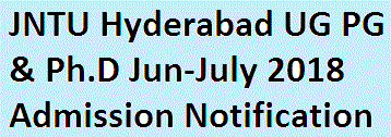 JNTU Hyderabad UG, PG & Ph.D Jun-July 2018 Admission Notification