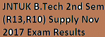 JNTUK B.Tech 2nd Sem (R13,R10) Supply Nov 2017 Exam Results