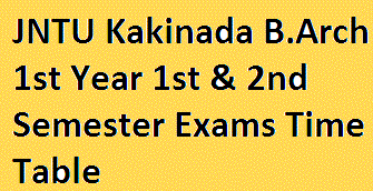 JNTU Kakinada B.Arch 1st Year 1st & 2nd Semester Exams Time Table