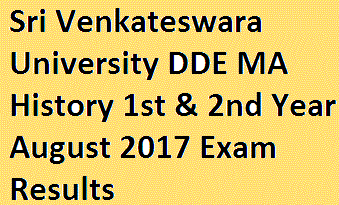 Sri Venkateswara University DDE MA History 1st & 2nd Year August 2017 Exam Results