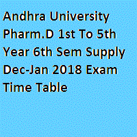 Andhra University Pharm.D 1st To 5th Year 6th Sem Supply Dec-Jan 2018 Exam Time Table