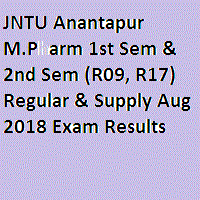 JNTU Anantapur M.Pharm 1st Sem & 2nd Sem (R09, R17) Regular & Supply Aug 2018 Exam Results
