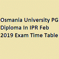 Osmania University PG Diploma In IPR Feb 2019 Exam Time Table