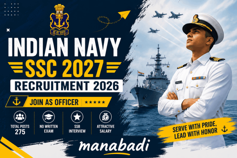 Indian Navy SSC Recruitment: Apply Online for 275 Officer Posts – Eligibility, Salary, Selection Process at Manabadi