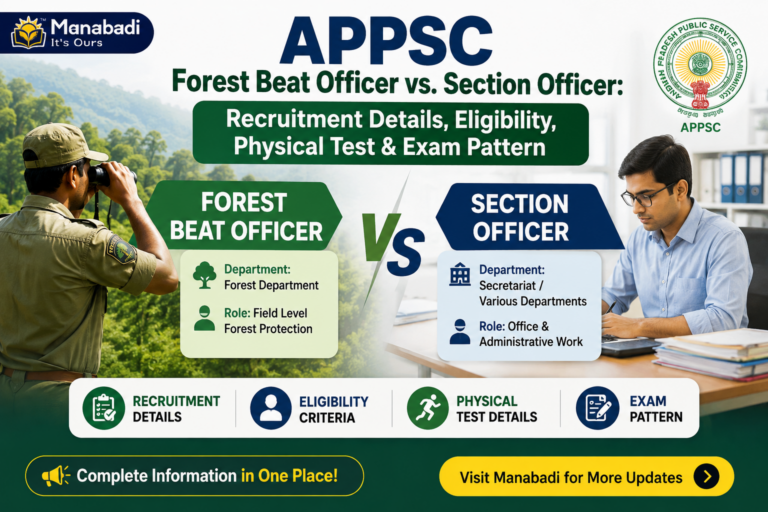 APPSC Forest Beat Officer vs. Section Officer: Recruitment Details, Eligibility, Physical Test & Exam Pattern at Manabadi