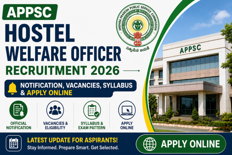 APPSC Hostel Welfare Officer Recruitment 2026 Notification, Vacancies, Syllabus & Apply Online