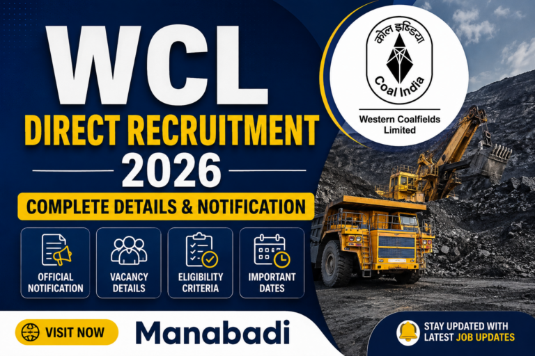 WCL Direct Recruitment 2026: Complete Details & Notification at Manabadi