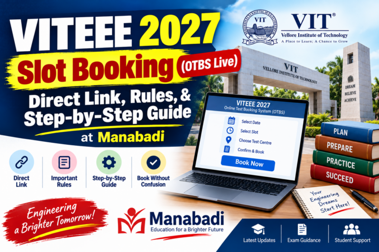VITEEE 2027 Slot Booking (OTBS Live): Direct Link, Rules, & Step-by-Step Guide at Manabadi